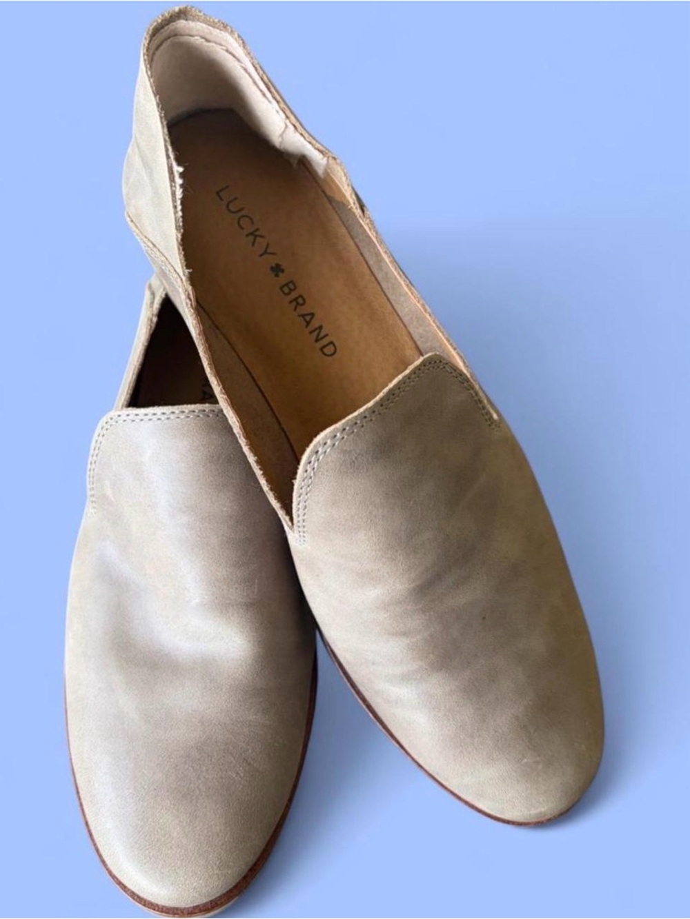 Lucky Brand Beige/Tan Leather Slip-On Flats